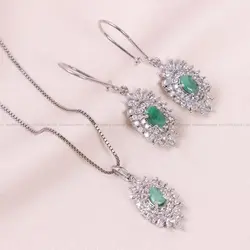 نیم ست زمرد زنانه کد 12641 - جواهری مشاهیر