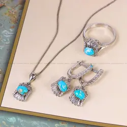 نیم ست فیروزه زنانه کد 11672 - جواهری مشاهیر