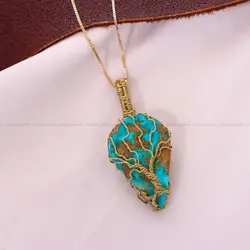 گردنبند فیروزه دست بافت زنانه کد 11658 - جواهری مشاهیر