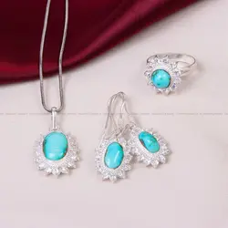 نیم ست فیروزه زنانه کد 10869 - جواهری مشاهیر