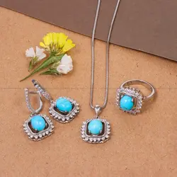 نیم ست فیروزه زنانه کد 10854 - جواهری مشاهیر