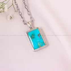 گردنبند فیروزه شجری کد 10680 - جواهری مشاهیر