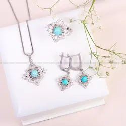 نیم ست فیروزه زنانه کد 10674 - جواهری مشاهیر