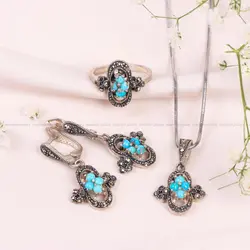 نیم ست فیروزه زنانه کد 10670 - جواهری مشاهیر