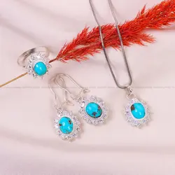 نیم ست فیروزه زنانه کد 10667 - جواهری مشاهیر