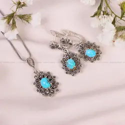 نیم ست فیروزه زنانه کد 10661 - جواهری مشاهیر