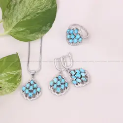 نیم ست فیروزه زنانه کد 10590 - جواهری مشاهیر