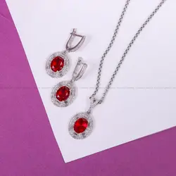 نیم ست سنتاتیک یاقوت سرخ زنانه کد 10442 - جواهری مشاهیر