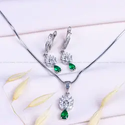 نیم ست زمرد سنتاتیک زنانه کد 9618 - جواهری مشاهیر