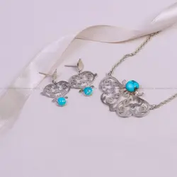 نیم ست فیروزه زنانه کد 9606 - جواهری مشاهیر