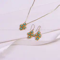 نیم ست فیروزه زنانه کد 9600 - جواهری مشاهیر