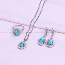 نیم ست فیروزه زنانه کد 9370 - جواهری مشاهیر