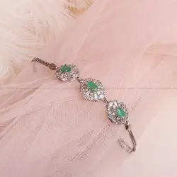 دستبند زمرد زنانه کد 8195 - جواهری مشاهیر