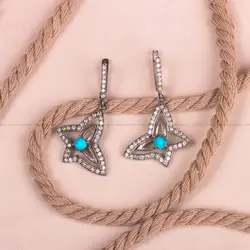 گوشواره فیروزه زنانه کد 8021 - جواهری مشاهیر
