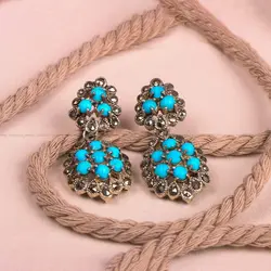گوشواره فیروزه زنانه کد 8020 - جواهری مشاهیر
