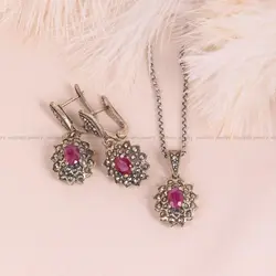 نیم ست یاقوت سرخ زنانه کد 6670 - جواهری مشاهیر