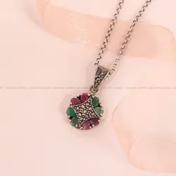 گردنبند یاقوت سرخ زنانه کد 6650 - جواهری مشاهیر