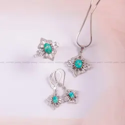 نیم ست فیروزه زنانه کد 109 - جواهری مشاهیر