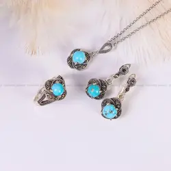 نیم ست فیروزه زنانه کد 6077 - جواهری مشاهیر