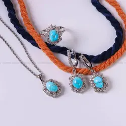 نیم ست فیروزه زنانه کد 6073 - جواهری مشاهیر