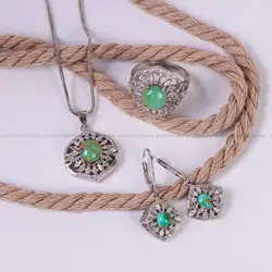 نیم ست فیروزه زنانه کد 6071 - جواهری مشاهیر