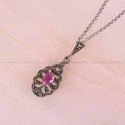 گردنبند یاقوت سرخ زنانه کد 6052 - جواهری مشاهیر