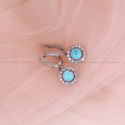 گوشواره فیروزه زنانه کد 5930 - جواهری مشاهیر