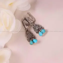 گوشواره فیروزه زنانه کد 5911 - جواهری مشاهیر
