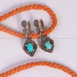 گوشواره فیروزه زنانه کد 5895 - جواهری مشاهیر