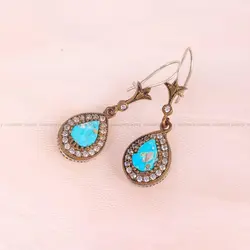 گوشواره فیروزه زنانه کد 5883 - جواهری مشاهیر