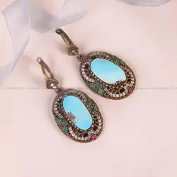 گوشواره فیروزه زنانه کد 5877 - جواهری مشاهیر