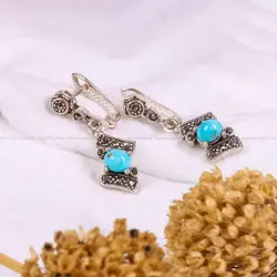 گوشواره فیروزه زنانه کد 3403 - جواهری مشاهیر