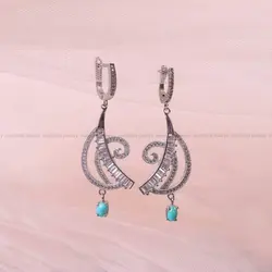 گوشواره فیروزه زنانه کد 5868 - جواهری مشاهیر