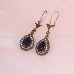 گوشواره طرح یاقوت کبود زنانه کد 5863 - جواهری مشاهیر