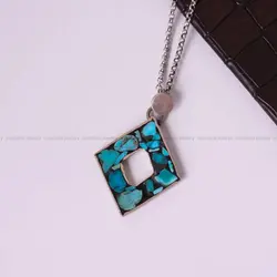 گردنبند فیروزه کوب زنانه کد 5402 - جواهری مشاهیر