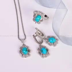نیم ست فیروزه زنانه کد 4995 - جواهری مشاهیر