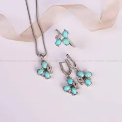 نیم ست فیروزه زنانه کد 4989 - جواهری مشاهیر