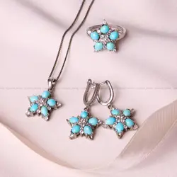 نیم ست فیروزه زنانه کد 4943 - جواهری مشاهیر