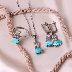 نیم ست فیروزه زنانه کد 4941 - جواهری مشاهیر