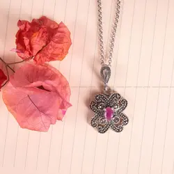 گردنبند یاقوت سرخ زنانه کد 2623 - جواهری مشاهیر