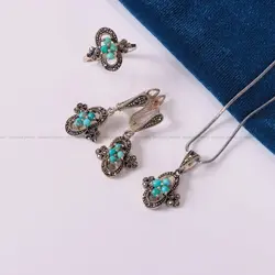 نیم ست فیروزه زنانه کد 2344 - جواهری مشاهیر