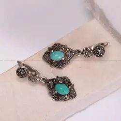 گوشواره فیروزه زنانه کد 897 - جواهری مشاهیر