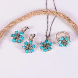 نیم ست فیروزه زنانه کد 2317 - جواهری مشاهیر