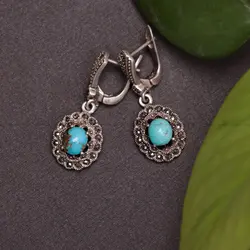 گوشواره فیروزه زنانه کد 880 - جواهری مشاهیر