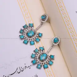 گوشواره فیروزه زنانه کد 877 - جواهری مشاهیر