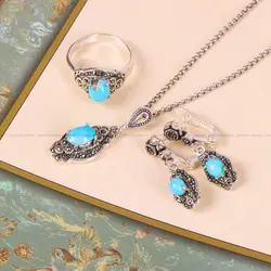 نیم ست فیروزه زنانه کد 4895 - جواهری مشاهیر