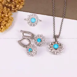 نیم ست فیروزه زنانه کد 4829 - جواهری مشاهیر