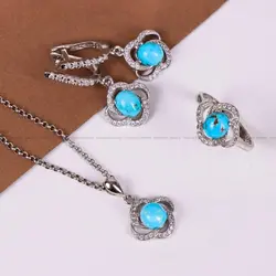 نیم ست فیروزه زنانه کد 4825 - جواهری مشاهیر