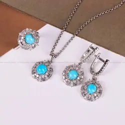 نیم ست فیروزه زنانه کد 4821 - جواهری مشاهیر