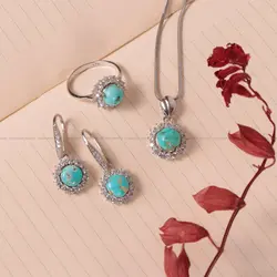 نیم ست فیروزه زنانه کد 2156 - جواهری مشاهیر